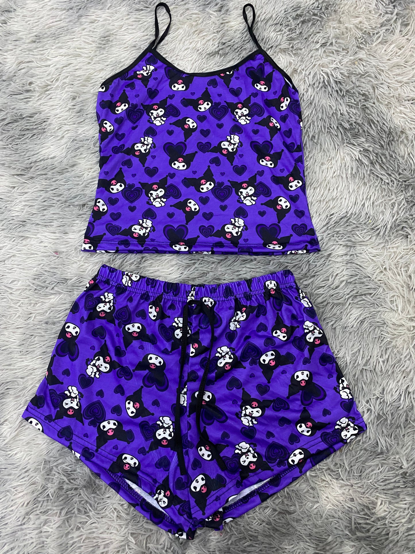 Kuromi caras fondo morado blusa con short - Fundies