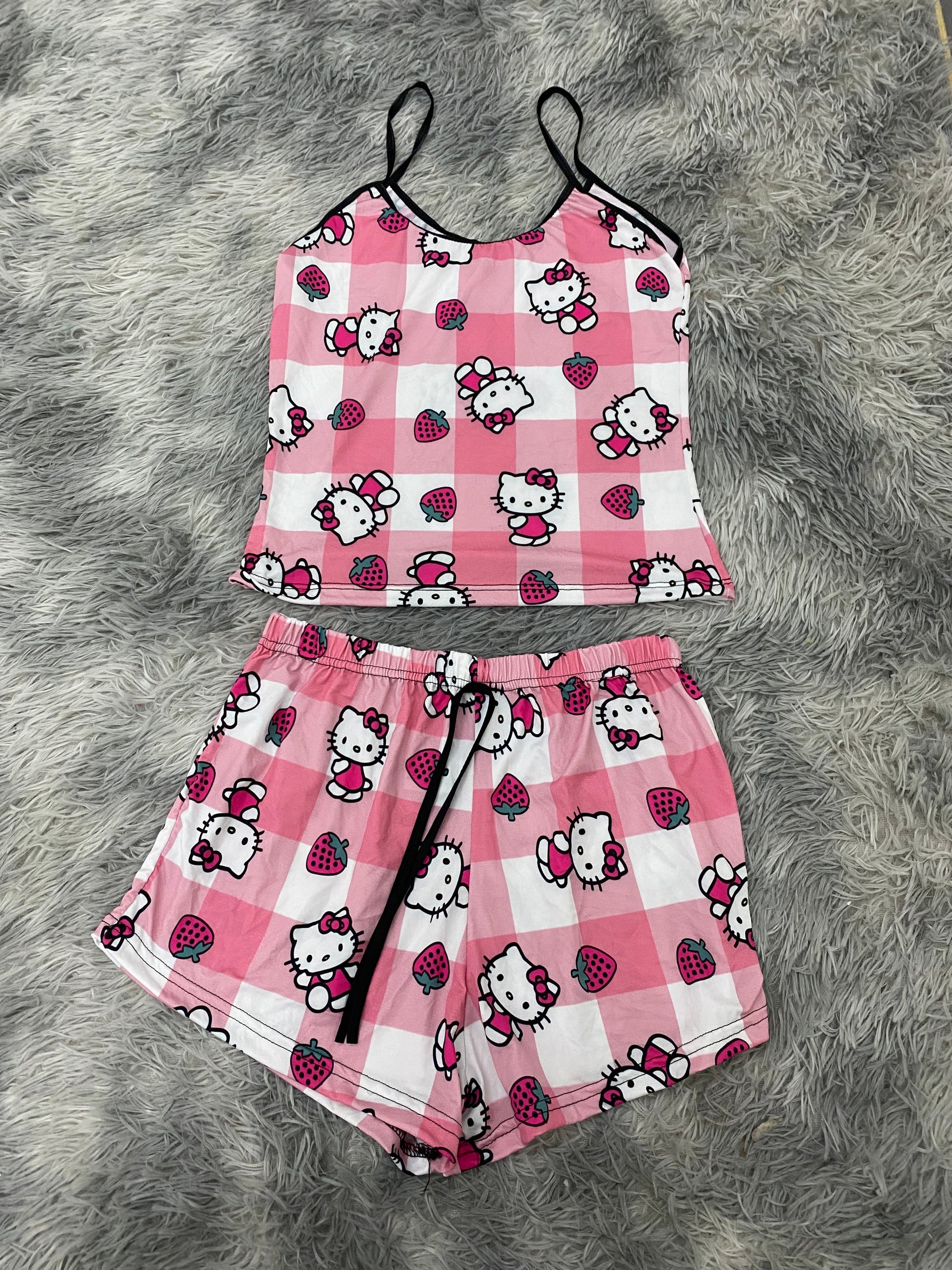 Kitty fresas y cuadros blusa con short - Fundies