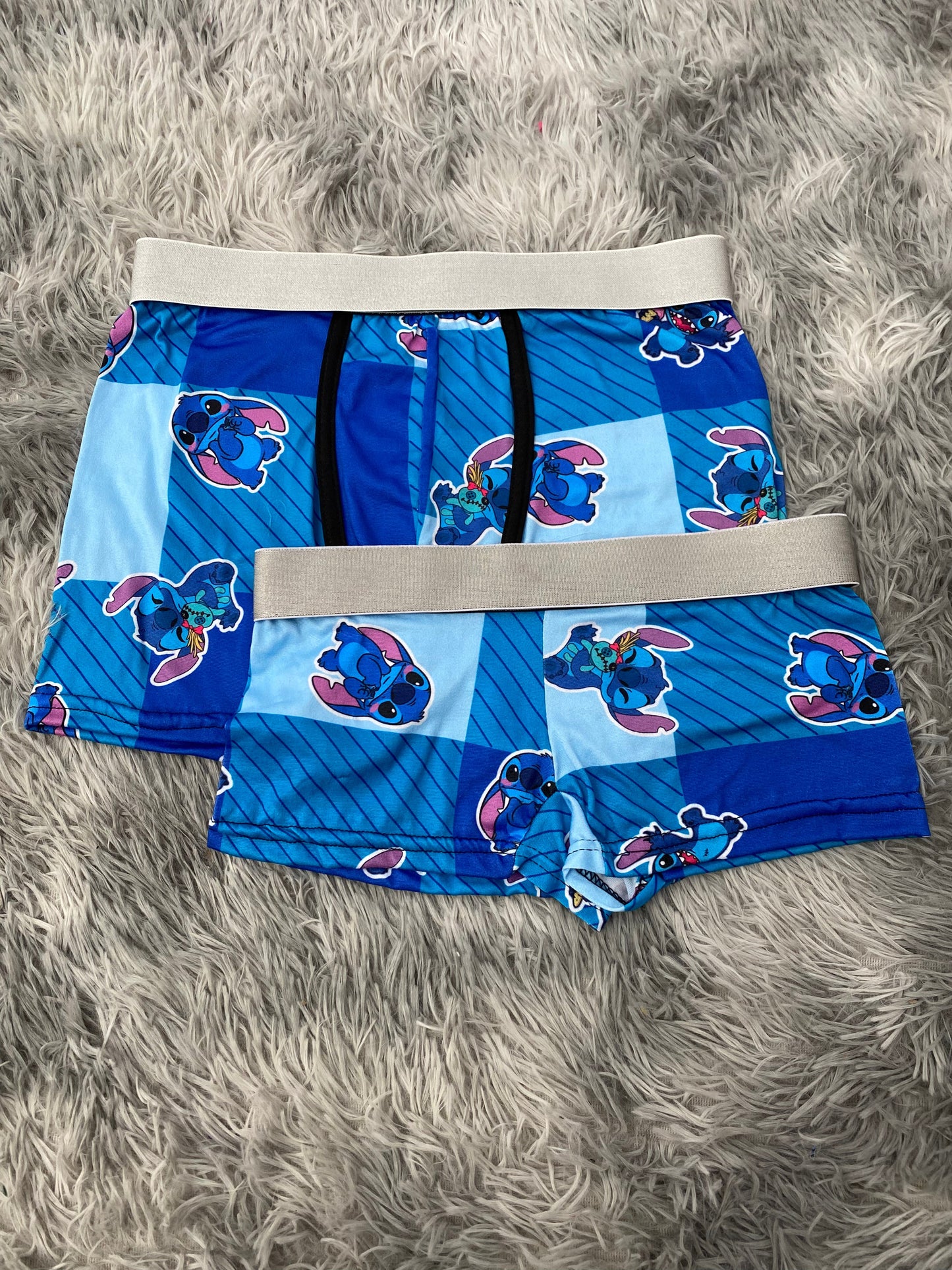 Stitch cuadros azules Duo Con Boxer XL