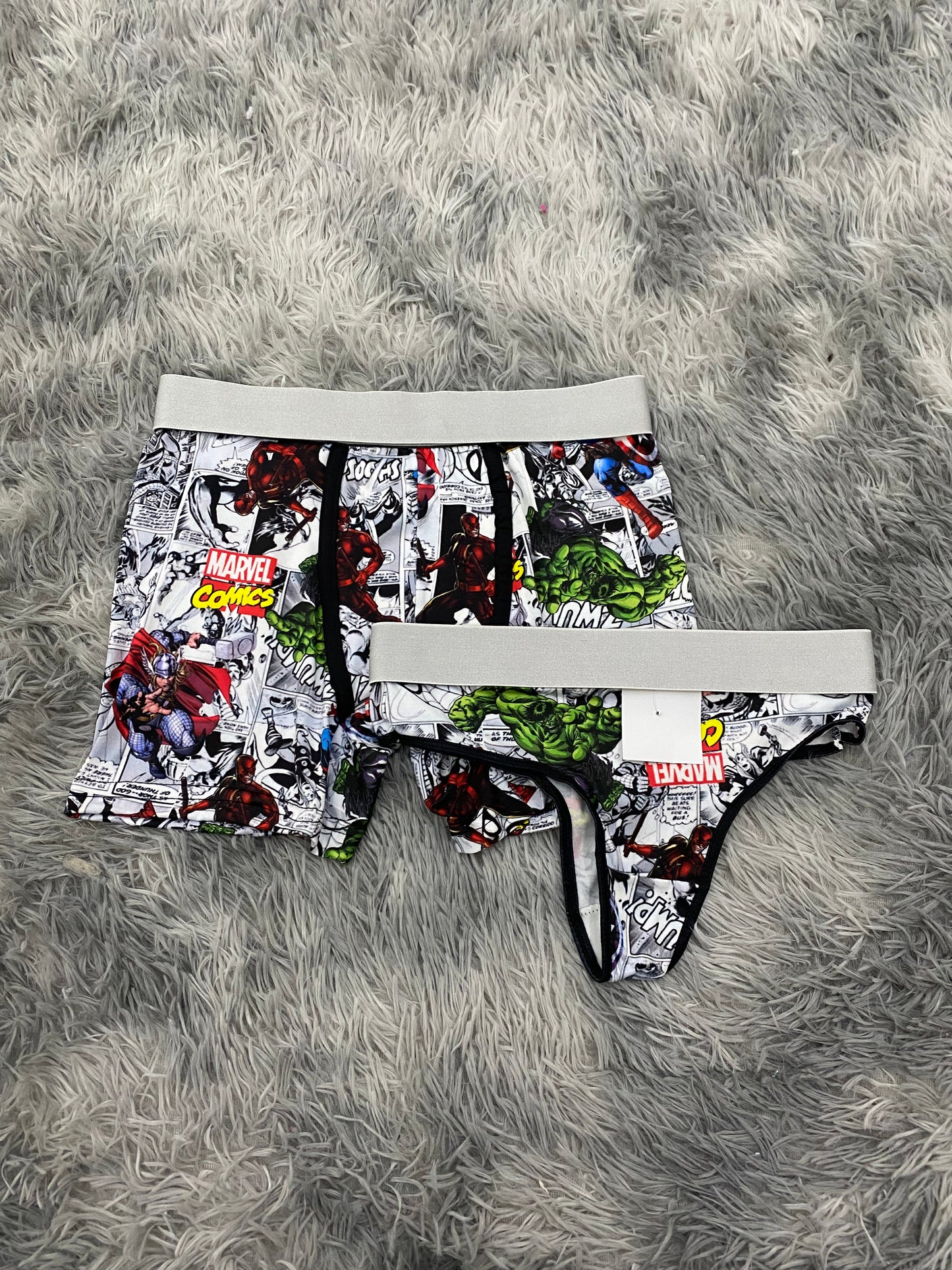 Marvel comic blanco Dúo Unitalla Con Tanga XL