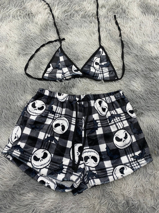 Jack cuadros rayados top con short unitalla de afelpado
