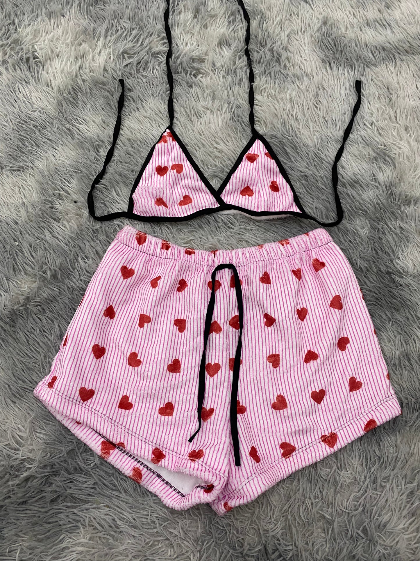 Corazones y rayas top con short unitalla de afelpado