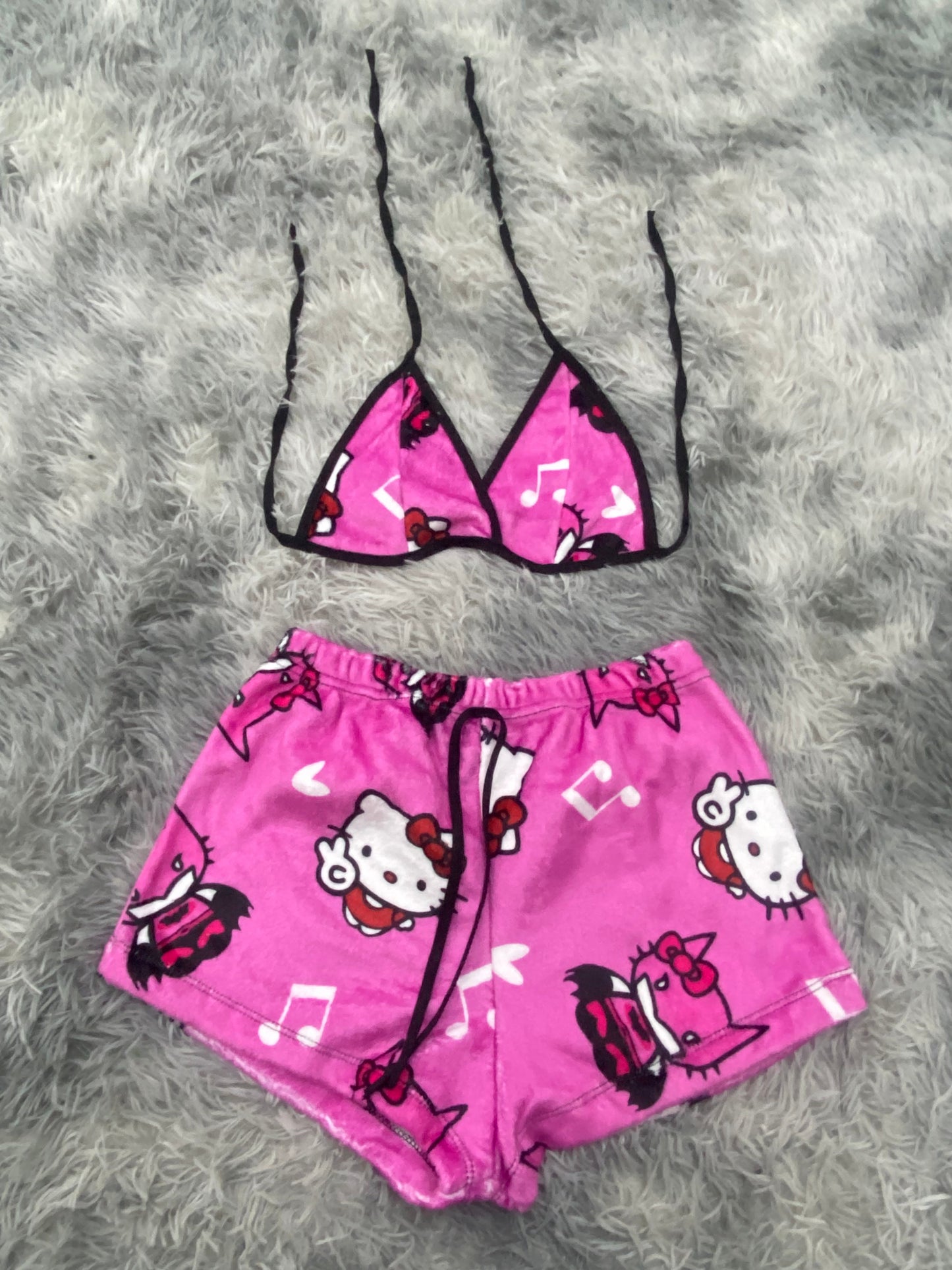 Batman y kitty Rosa top con short unitalla de afelpado