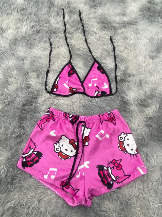 Batman y kitty Rosa top con short unitalla de afelpado