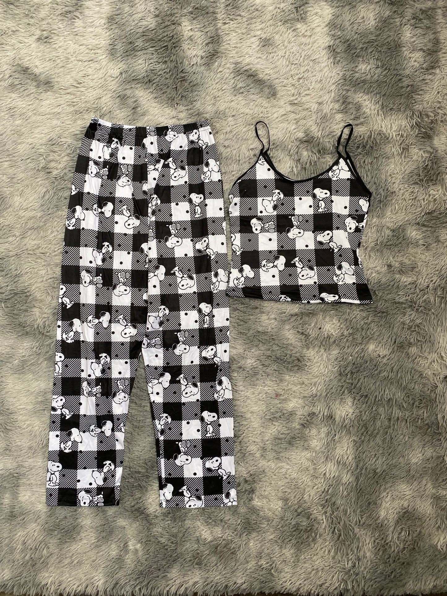 Snoopy cuadros rayados Blusa Con Pantalón Pijama De Dama