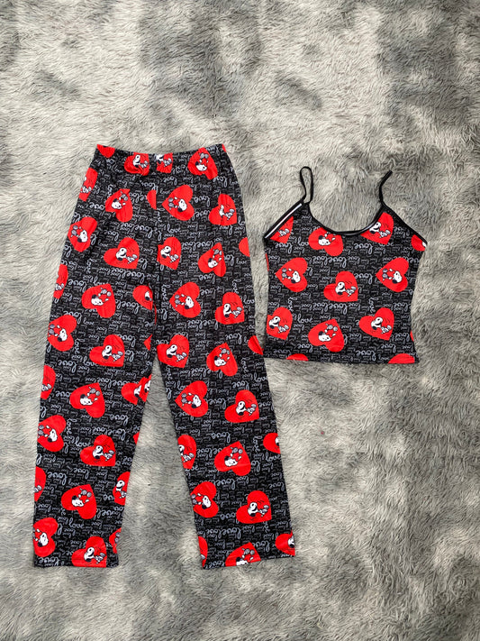 Snoopy love Blusa Con Pantalón Pijama De Dama