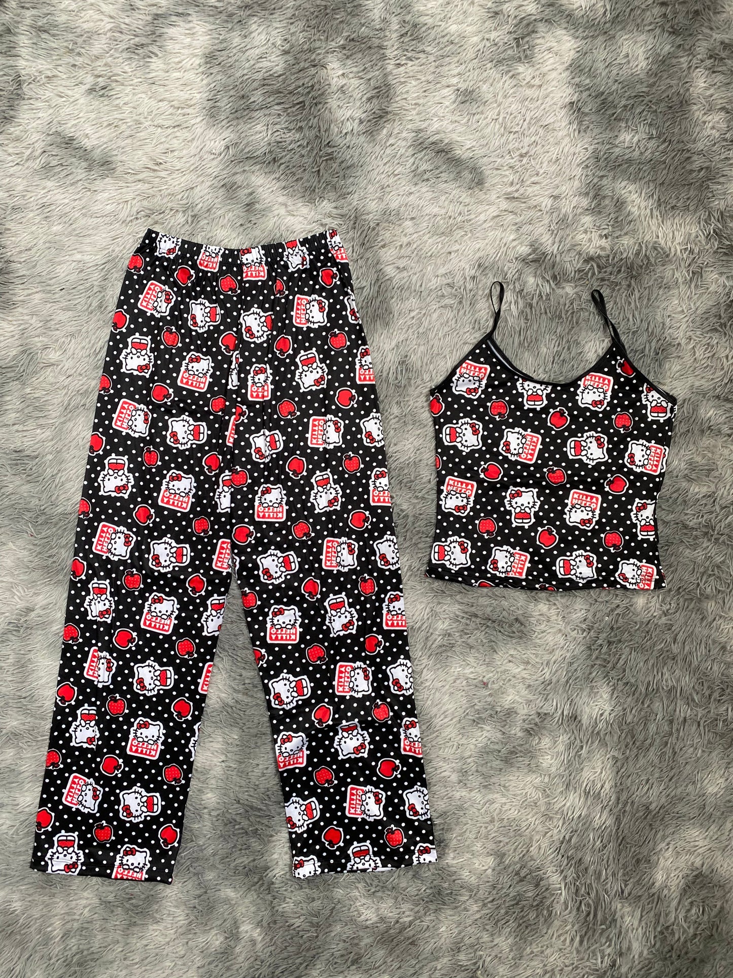 Hello kitty puntos y manzanas Blusa Con Pantalón Pijama De Dama