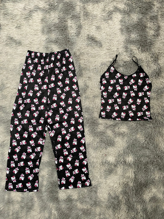 Hello kitty fondo negro Blusa Con Pantalón Pijama De Dama