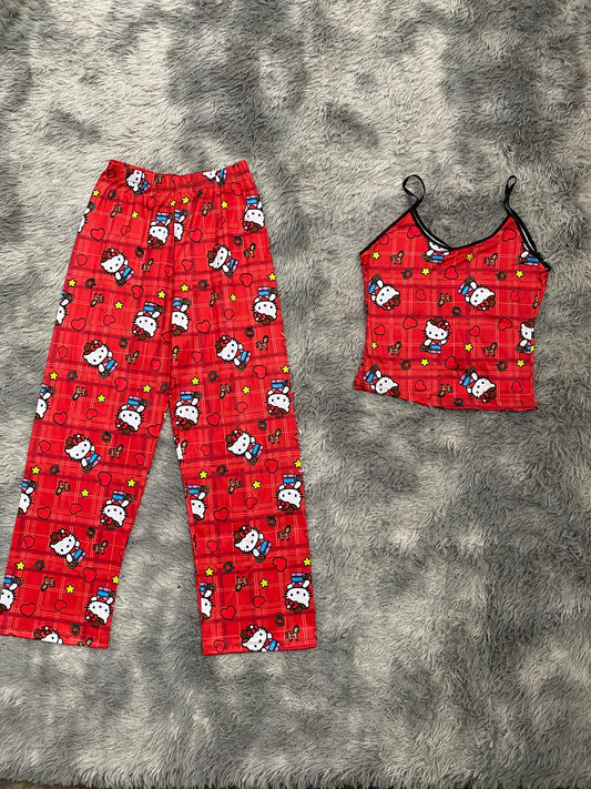 Hello kitty vaquera Blusa Con Pantalón Pijama De Dama