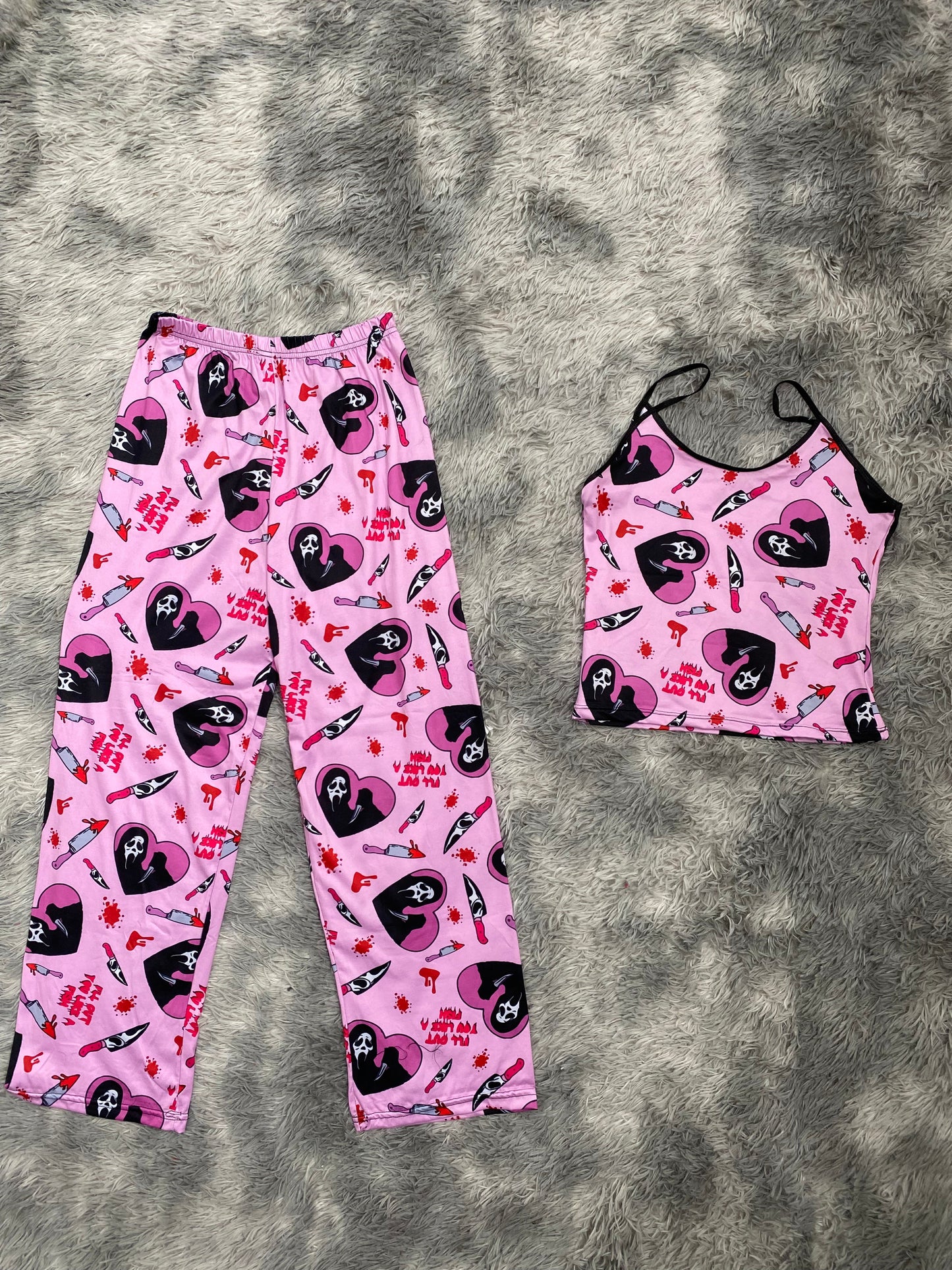 Scream Rosa Blusa Con Pantalón Pijama De Dama