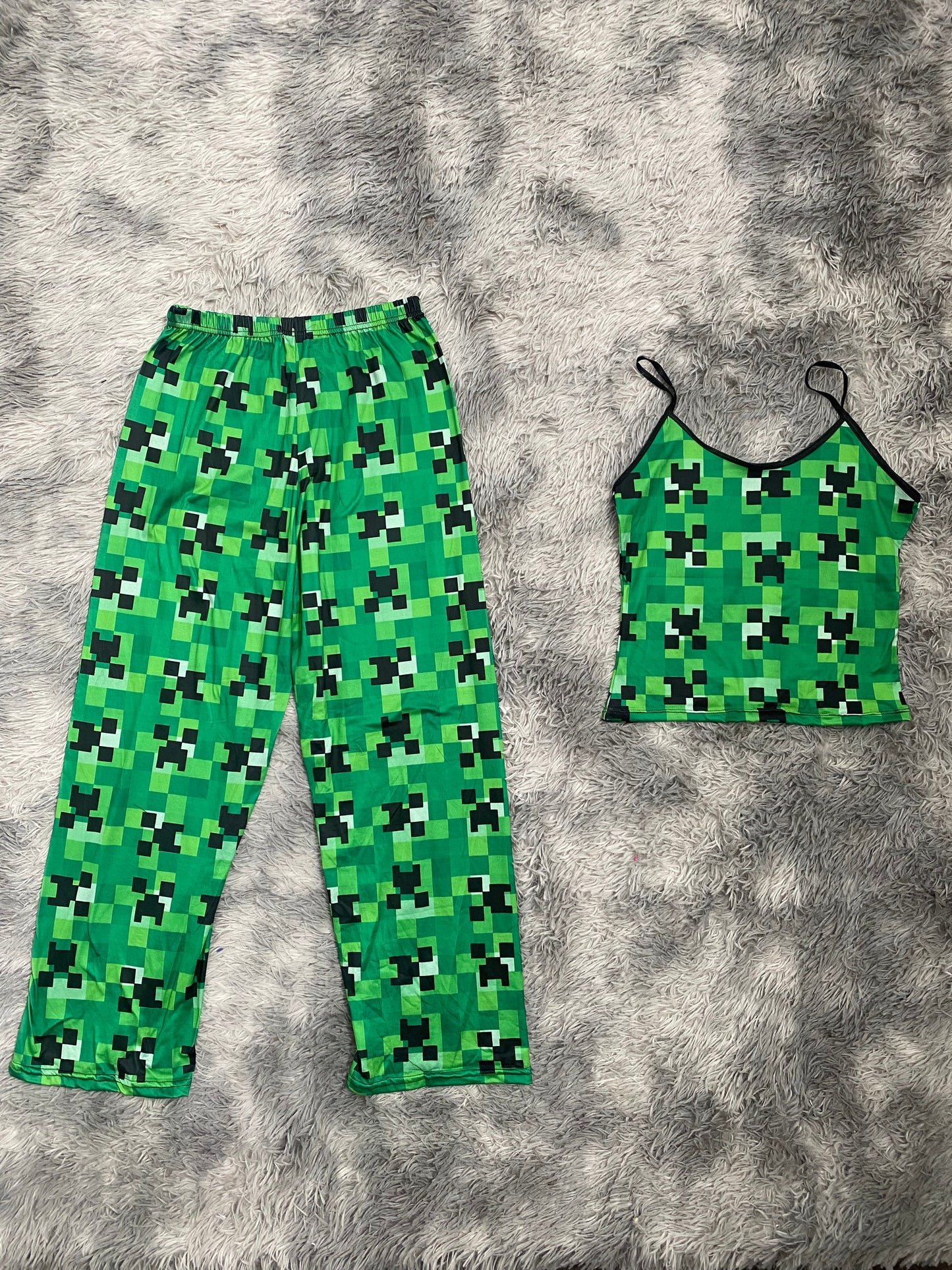 Minecraft creeper Blusa Con Pantalón Pijama De Dama