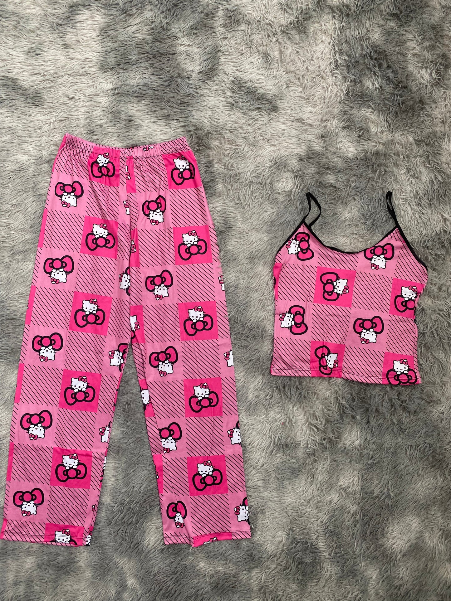 Hello kitty cuadros rosas Blusa Con Pantalón Pijama De Dama