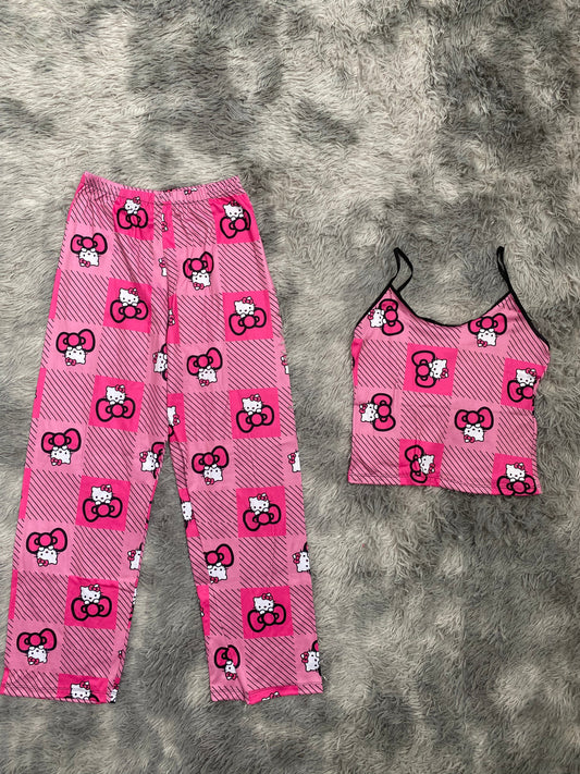 Hello kitty cuadros rosas Blusa Con Pantalón Pijama De Dama