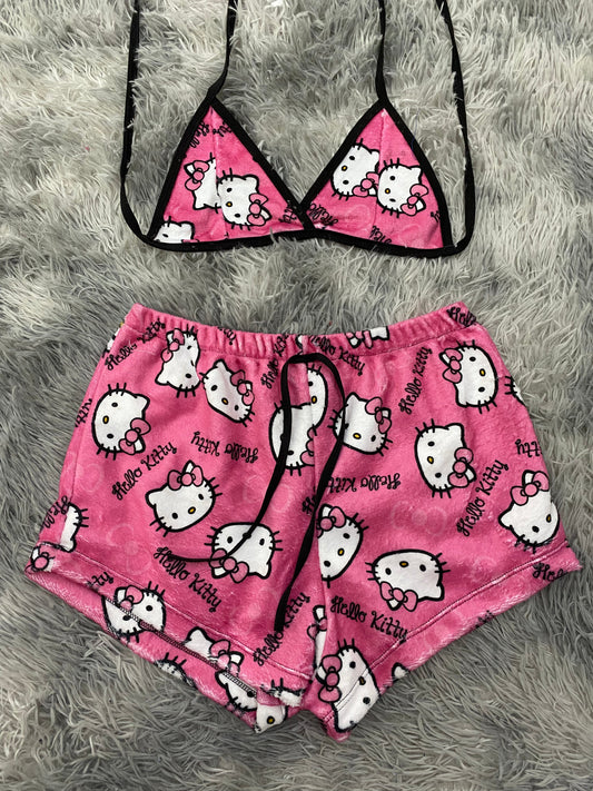 Hello kitty rosa moño rosa claro Top Con Short Unitalla De afelpado
