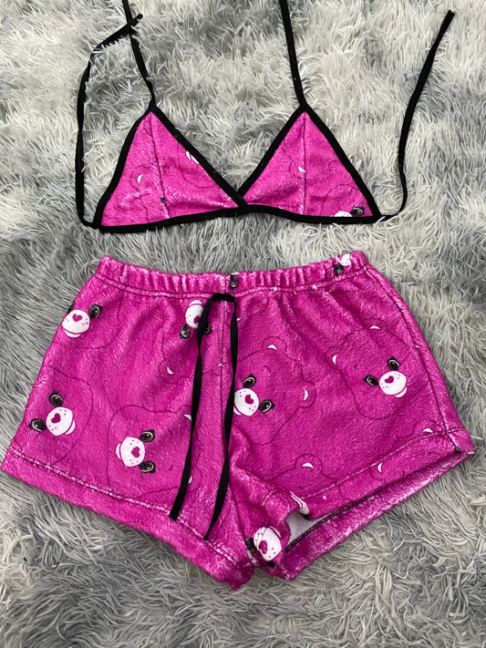 Osito cariñosito rosa Top Con Short Unitalla De afelpado