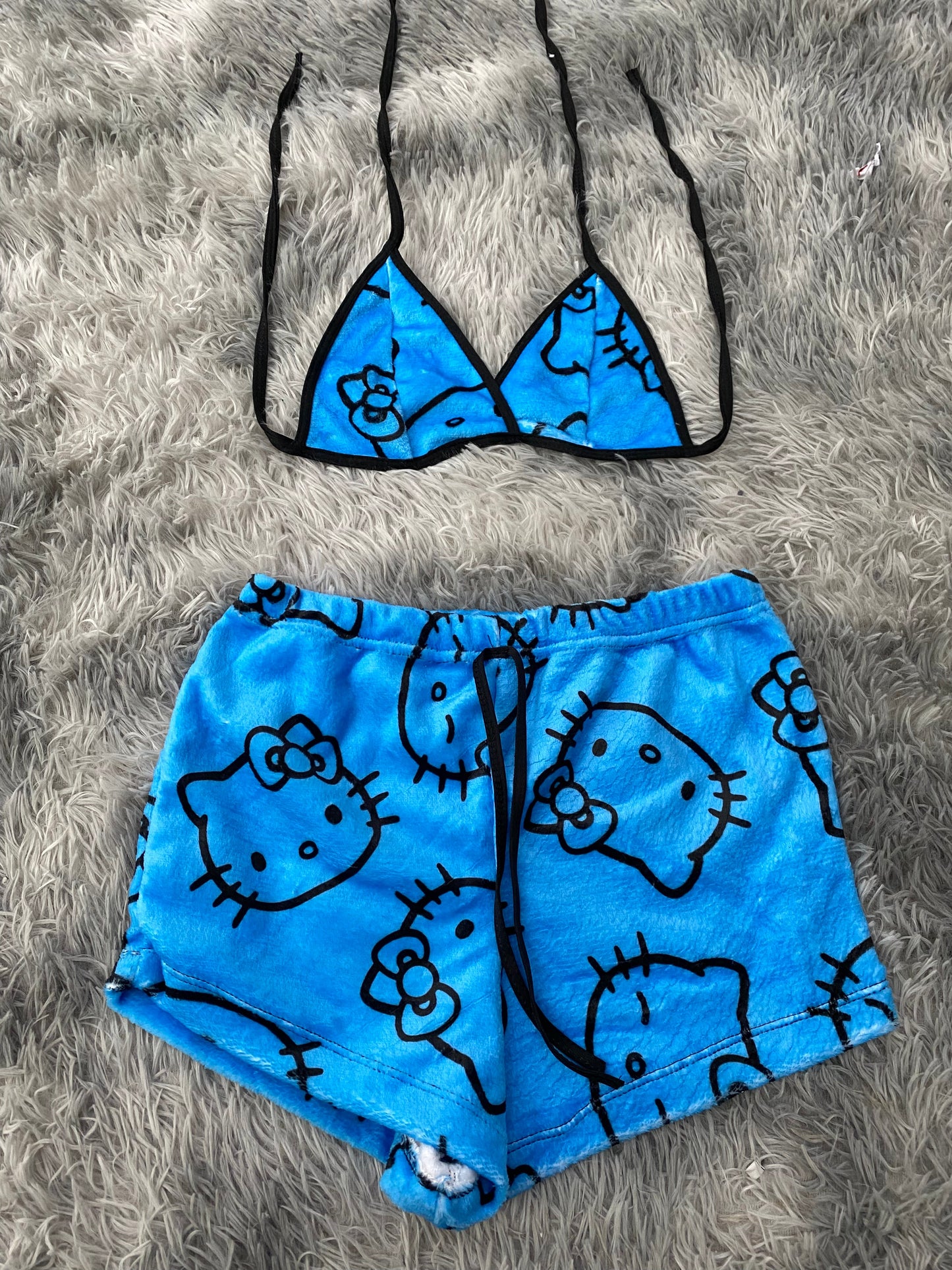 Hello kitty azul top con short unitalla de afelpado