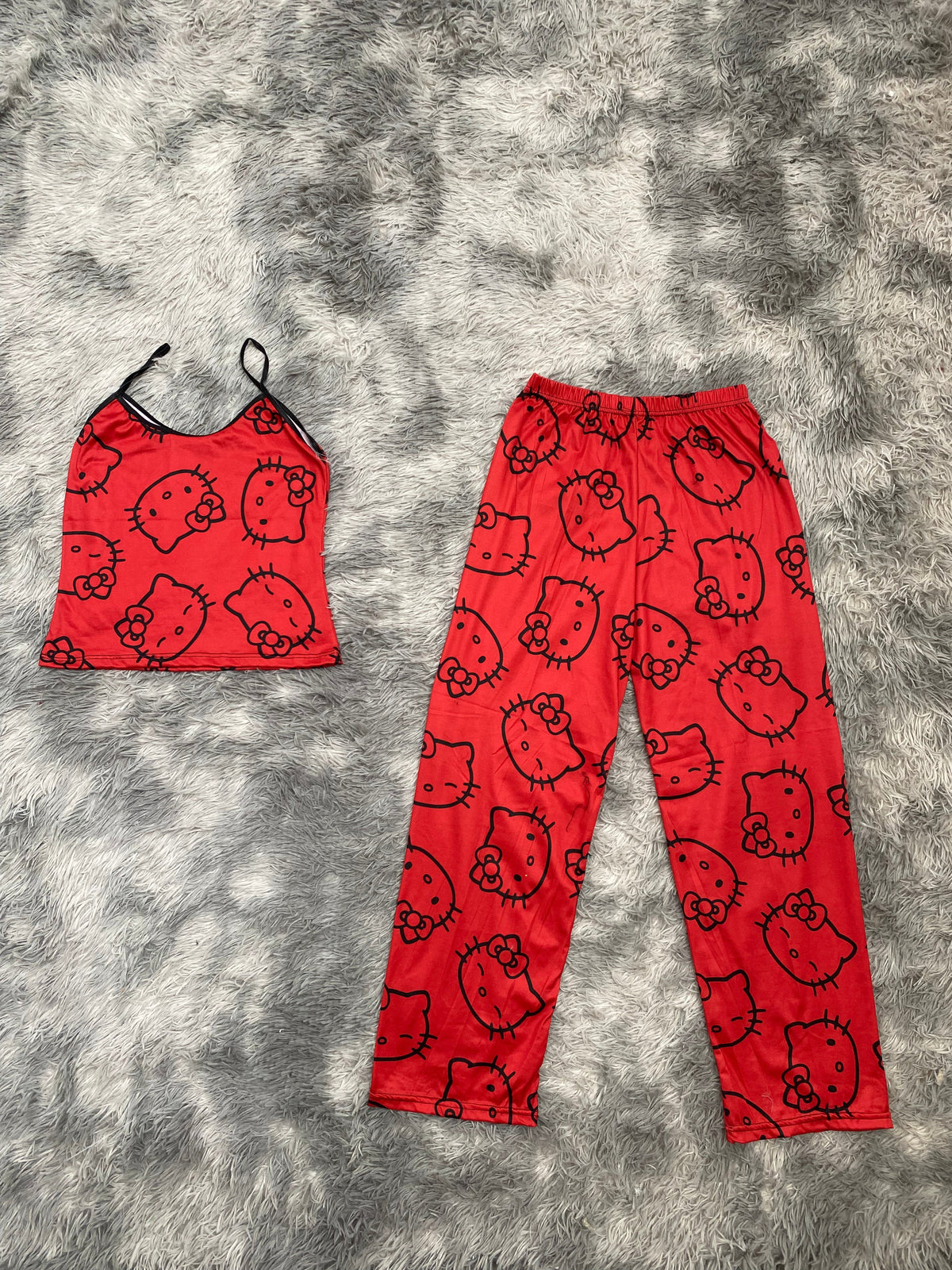 Hello kitty rojo Blusa Con Pantalón Pijama De Dama