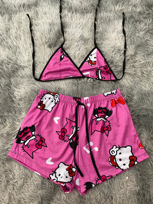 Hello kitty Batman fondo rosa Top Con Short Unitalla De Brush
