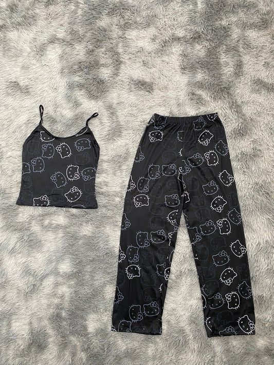 Hello kitty contornos blanco y gris Blusa Con Pantalón Pijama De Dama