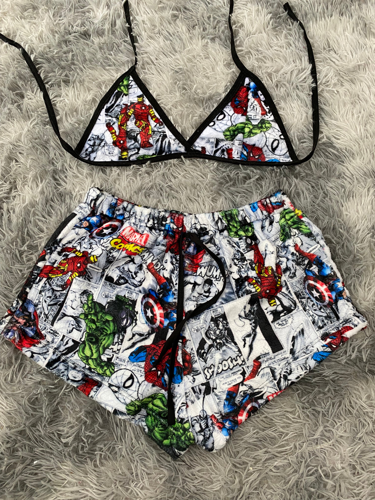 Marvel comics top con short unitalla de afelpado