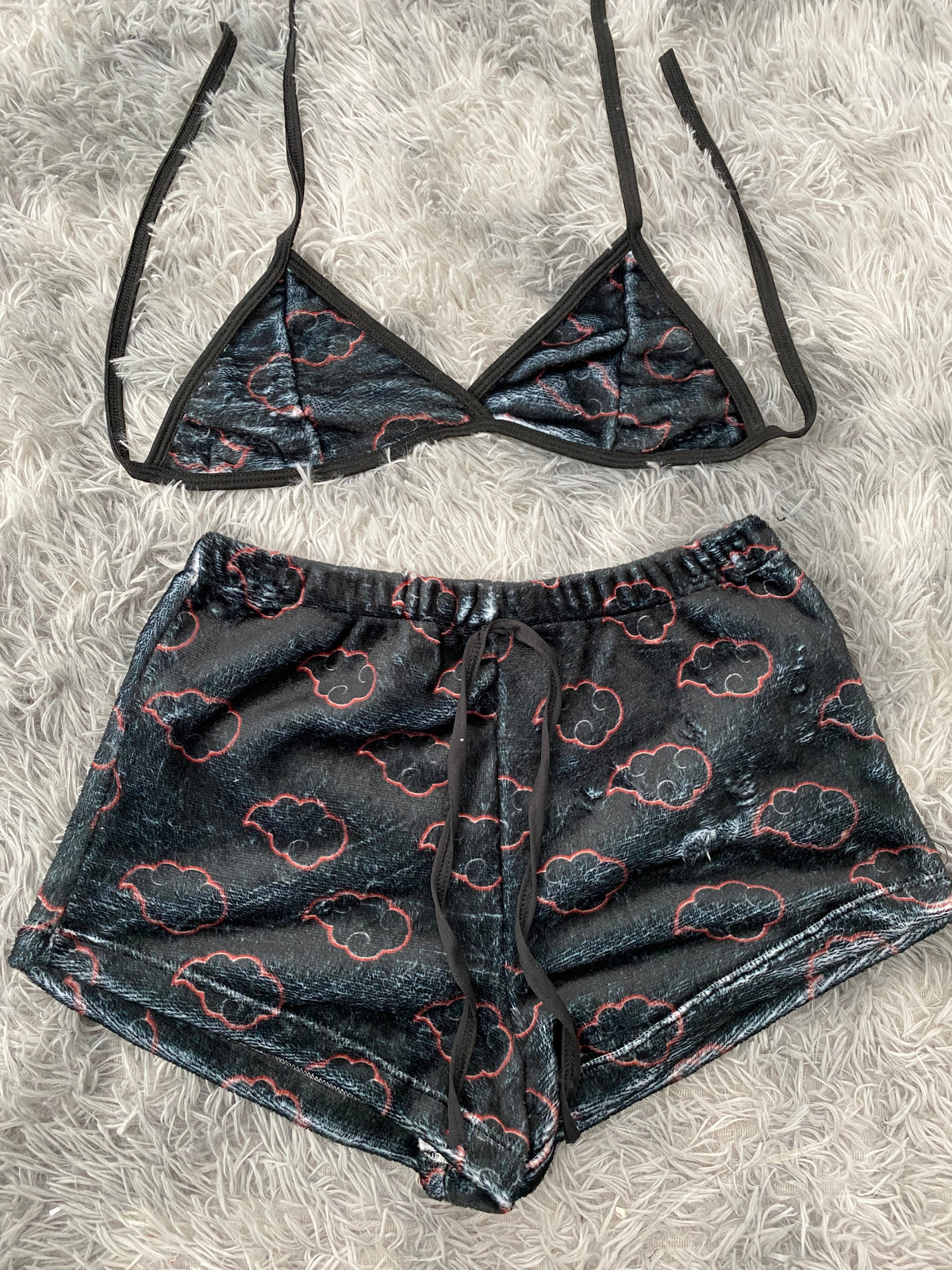 Akatsuki nubes negras top con short unitalla de afelpado