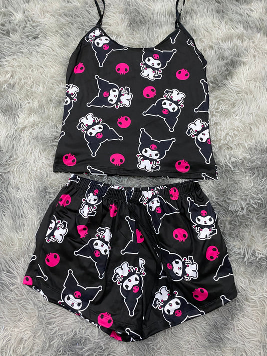 Kuromi fondo negro Blusa Con Short