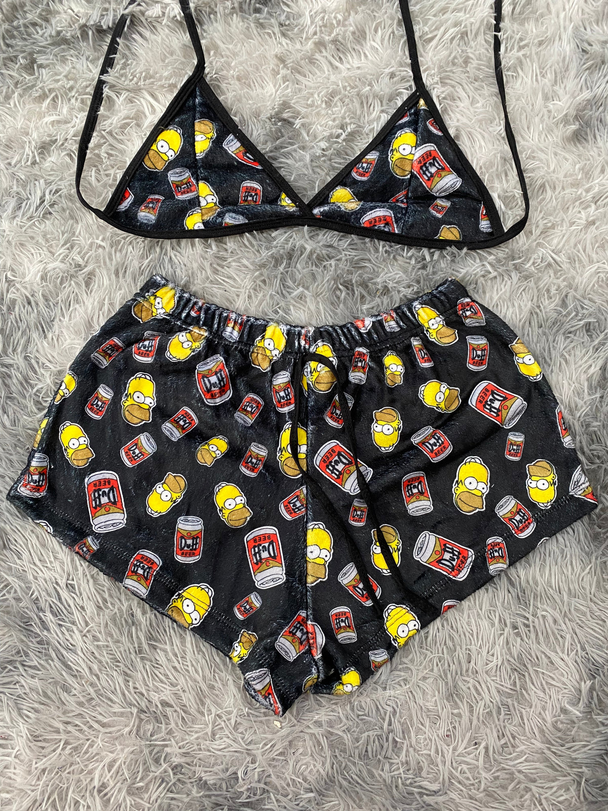 Homero y cerveza duff top con short unitalla de afelpado