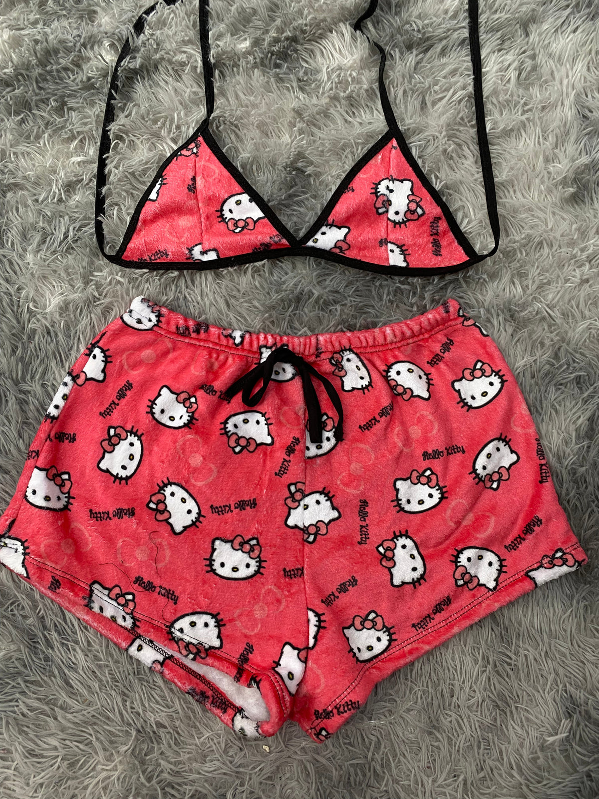 Hello kitty Rosa fuerte top con short unitalla de afelpado