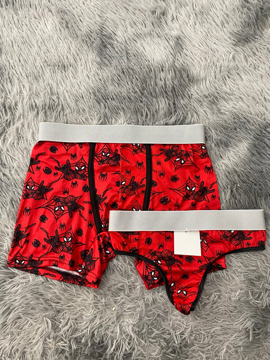 Spider man telaraña rojo Dúo con tanga unitalla