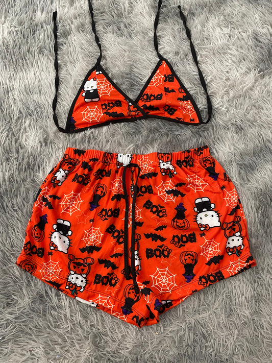 Hello kitty halloween fondo naranja Top Con Short Unitalla De Brush
