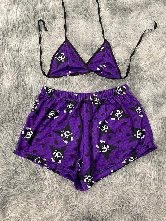 Kuromi scream fondo morado Top Con Short Unitalla De Brush
