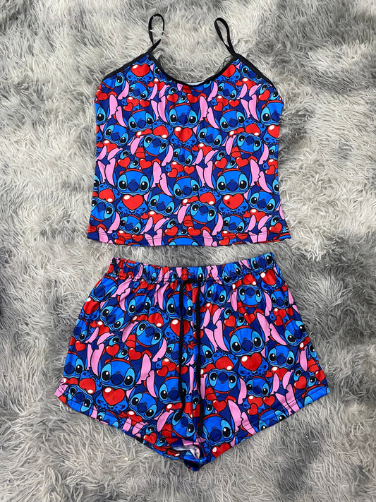Stitch corazones Blusa Con Short