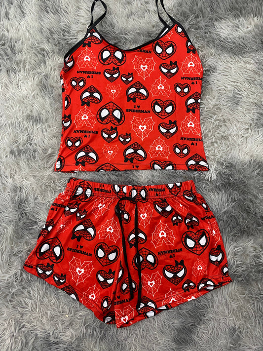 Spiderman corazones rojo Blusa Con Short