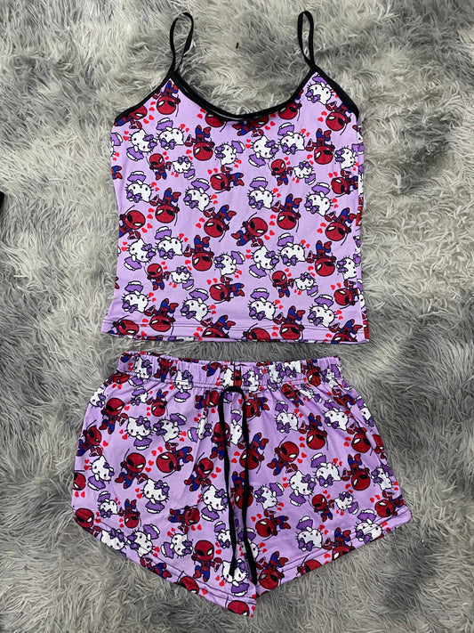 Spider kitty morado  Blusa Con Short