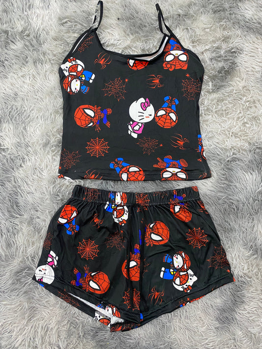 Spider kitty arañas rojas Blusa Con Short