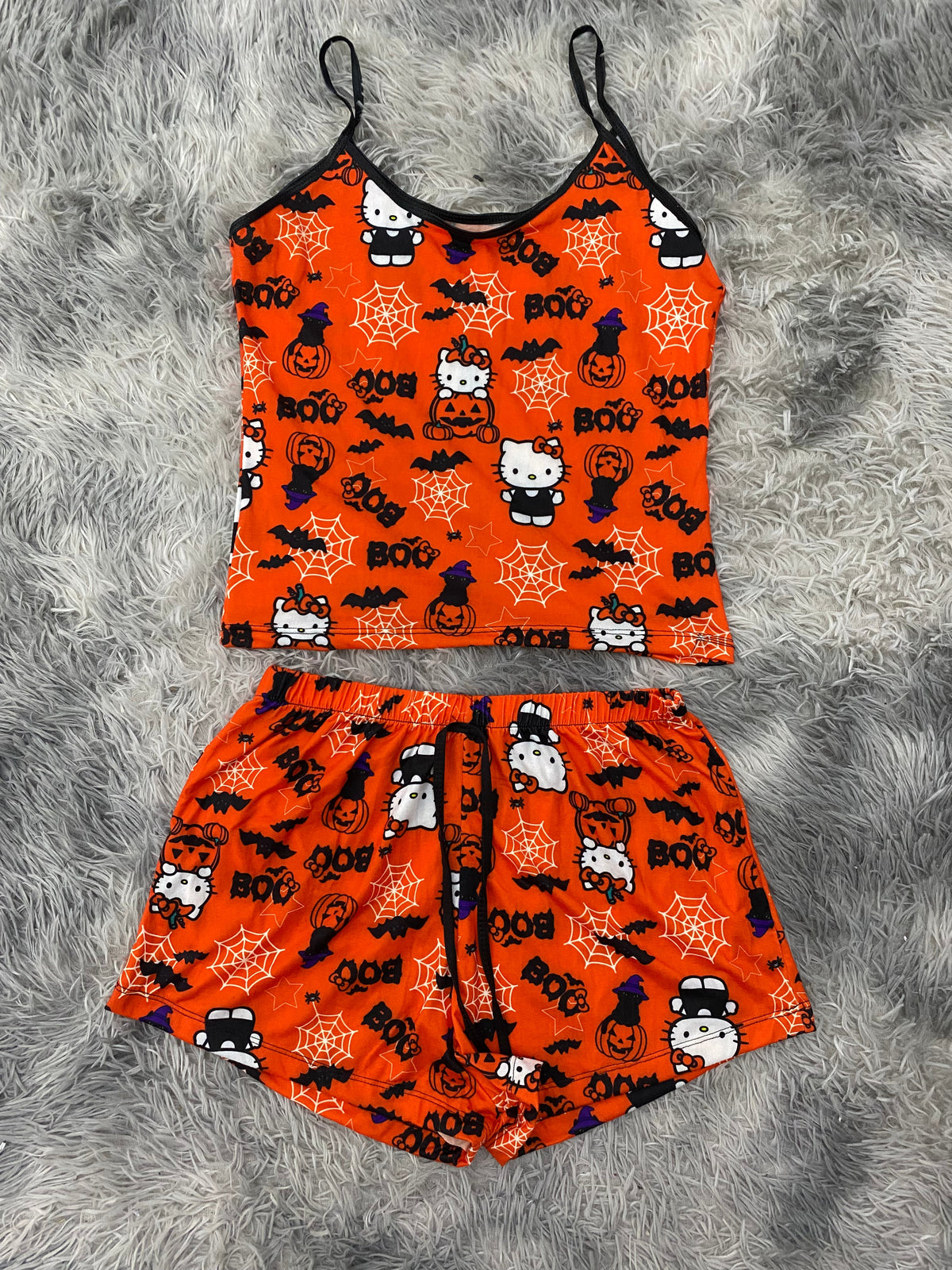 Hello Kitty Halloween fondo naranja Blusa Con Short