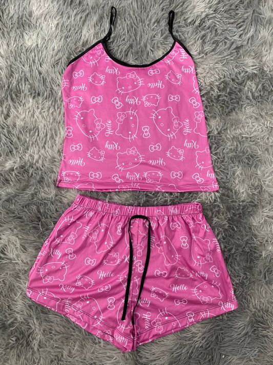Hello kitty letras blancas fondo rosa Blusa Con Short