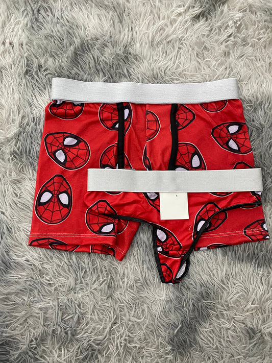 Spiderman caras fondo rojo Duo Unitalla Con Tanga