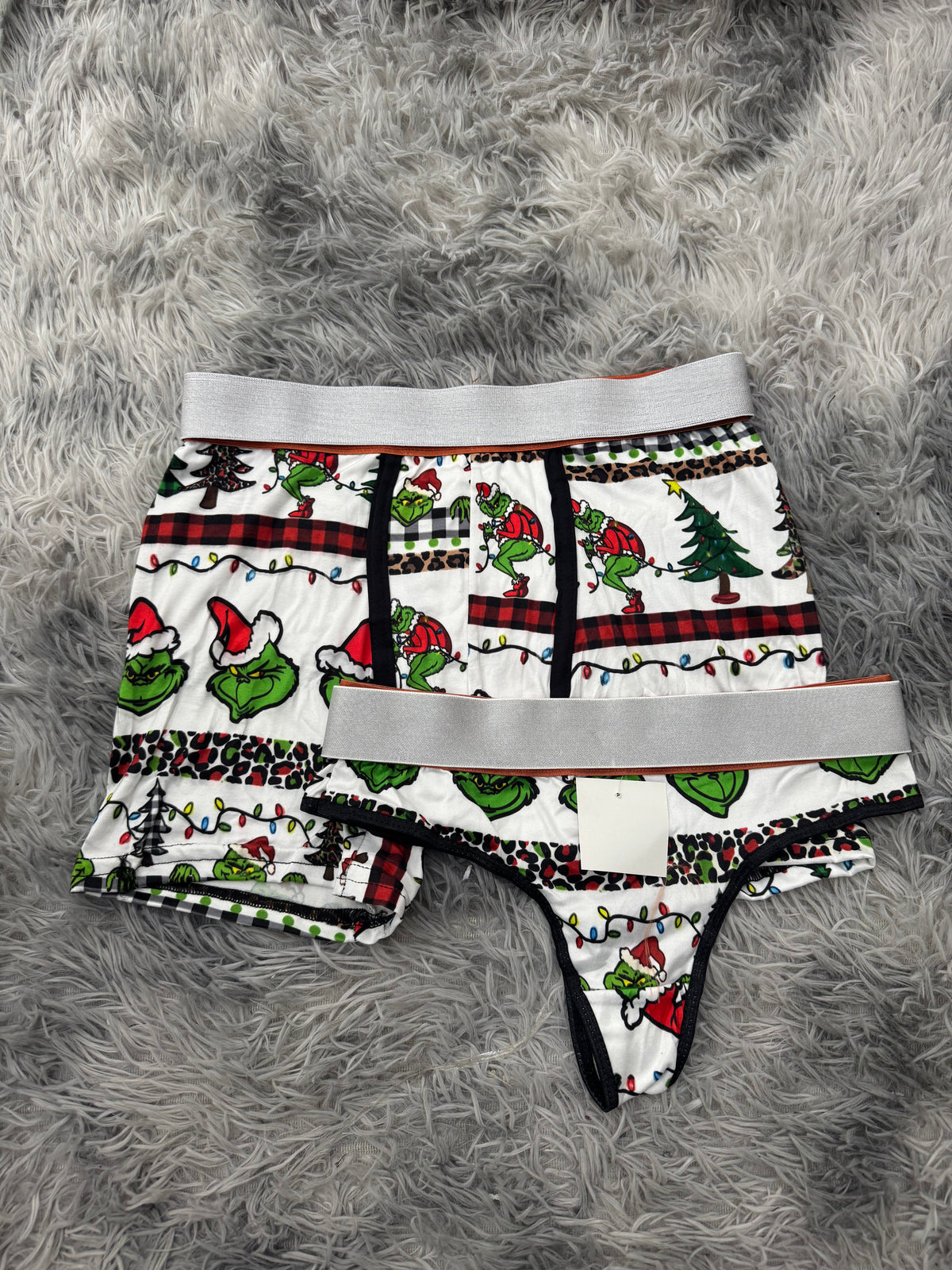 Grinch y luces de navidad blanco Duo Con Tanga Xl