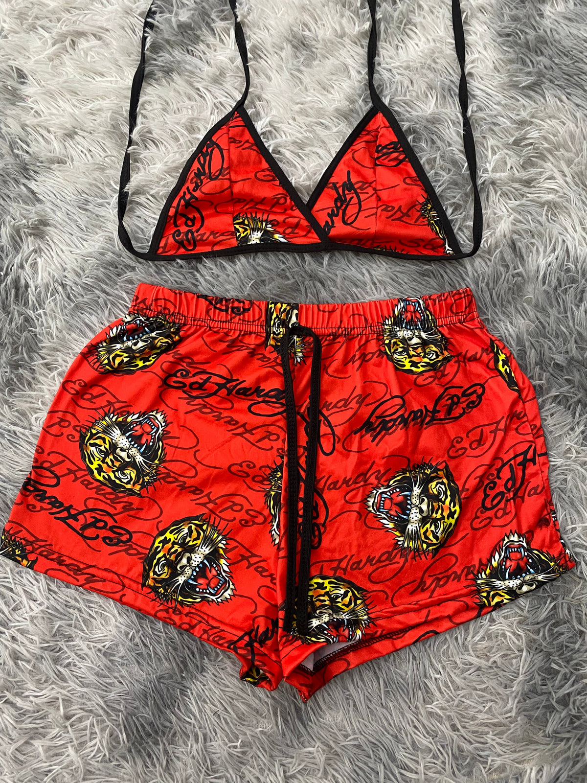Ed Hardy rojo Top Con Short Unitalla De Brush