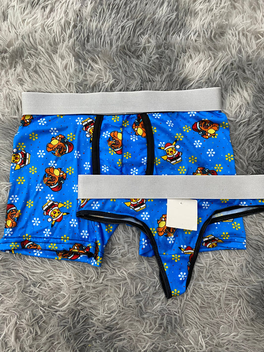 Pokémon navidad fondo azul Duo Con Tanga Xl