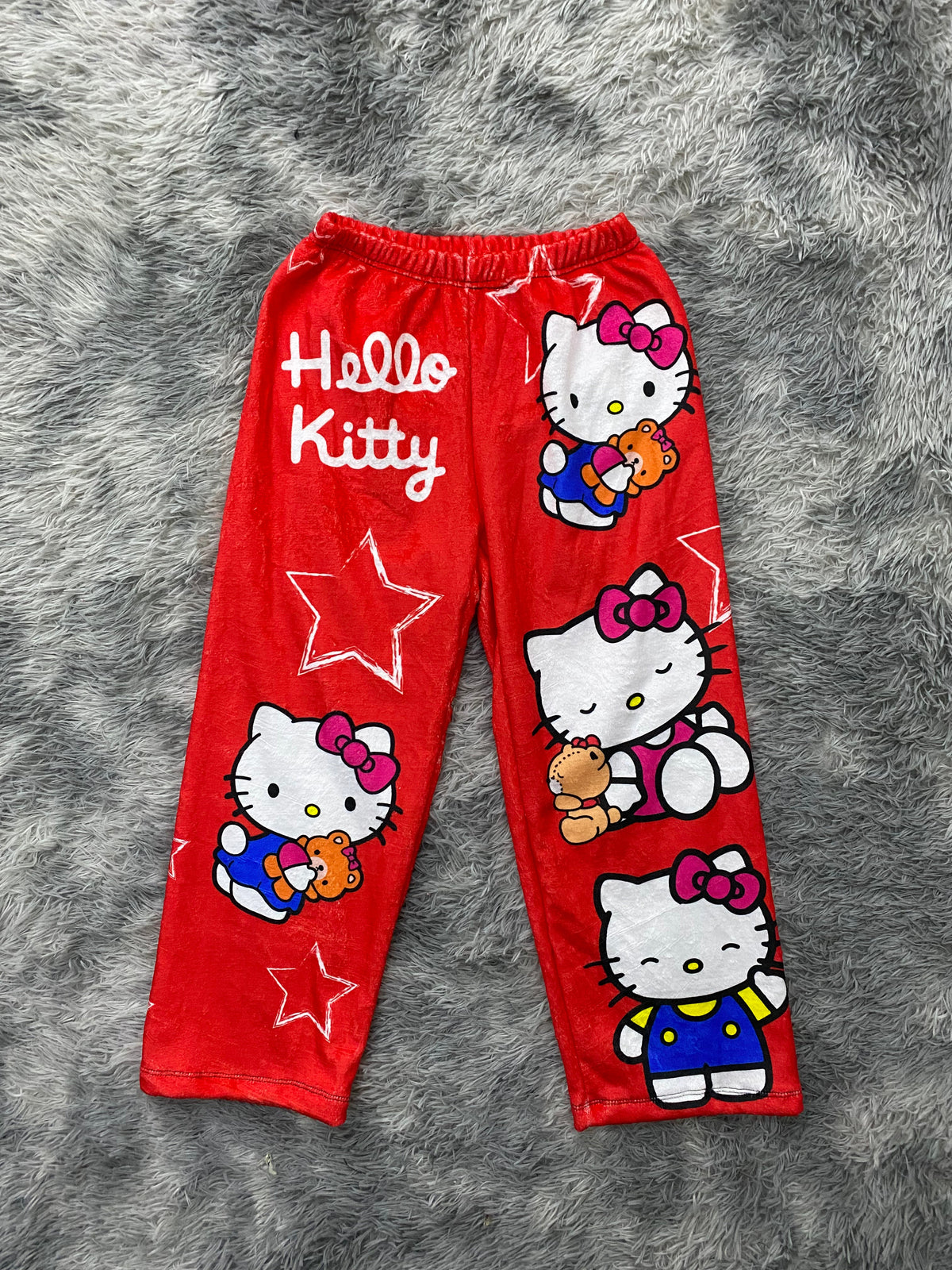 pijama de mujer pantalón afelpada de hello kitty osito y estrellas