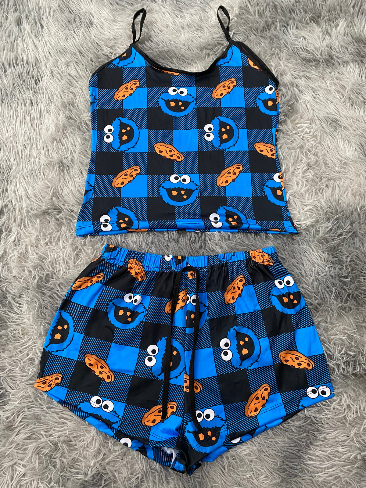 Señor come galletas cuadros Unitalla Blusa Con Short brush