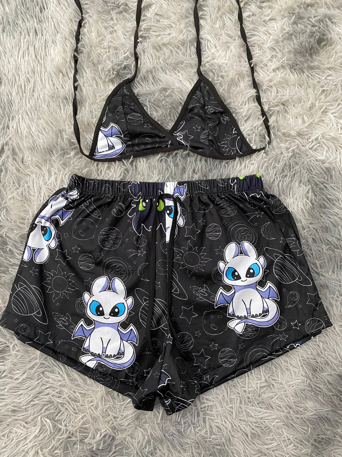 Chimuelo y su novia fondo negro Top Con Short Unitalla De Brush