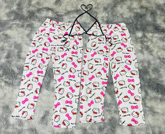 Hello Kitty Rosa Duo de pijama afelpada.