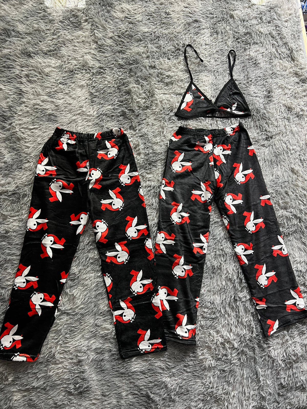 Play Boy True Negro Duo De Pijama Afelpada
