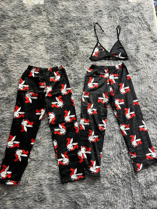 Play Boy True Negro Duo De Pijama Afelpada