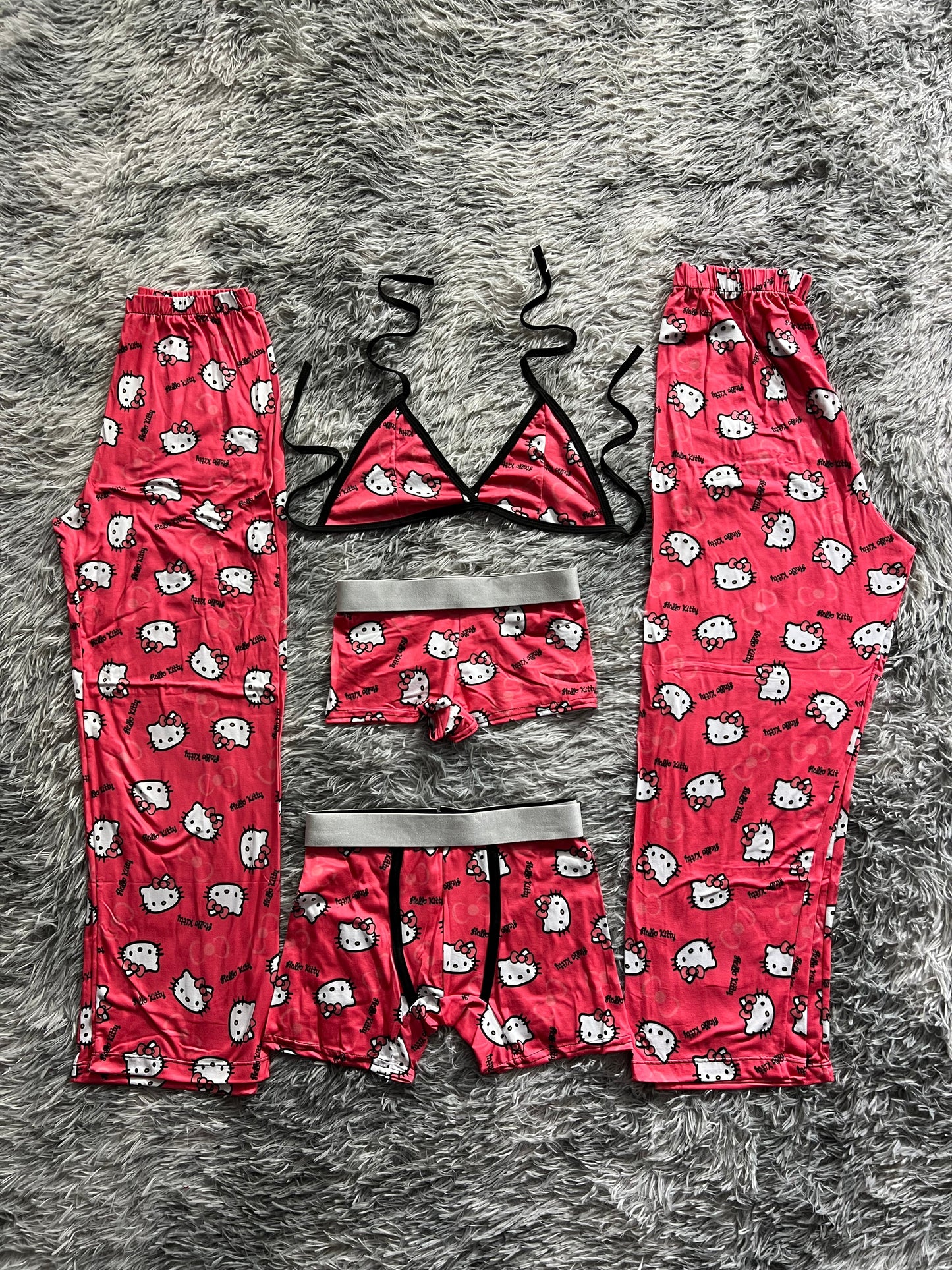 Hello kitty nombre fondo rosa pijama 5 piezas