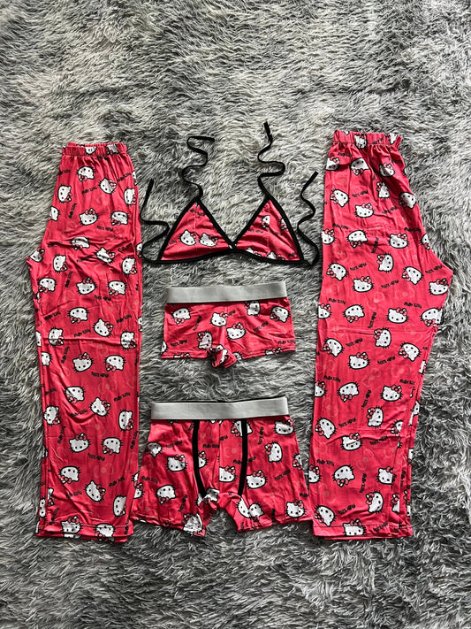 Hello Kitty Nombre Fondo Rosa Pijama De 5 Piezas