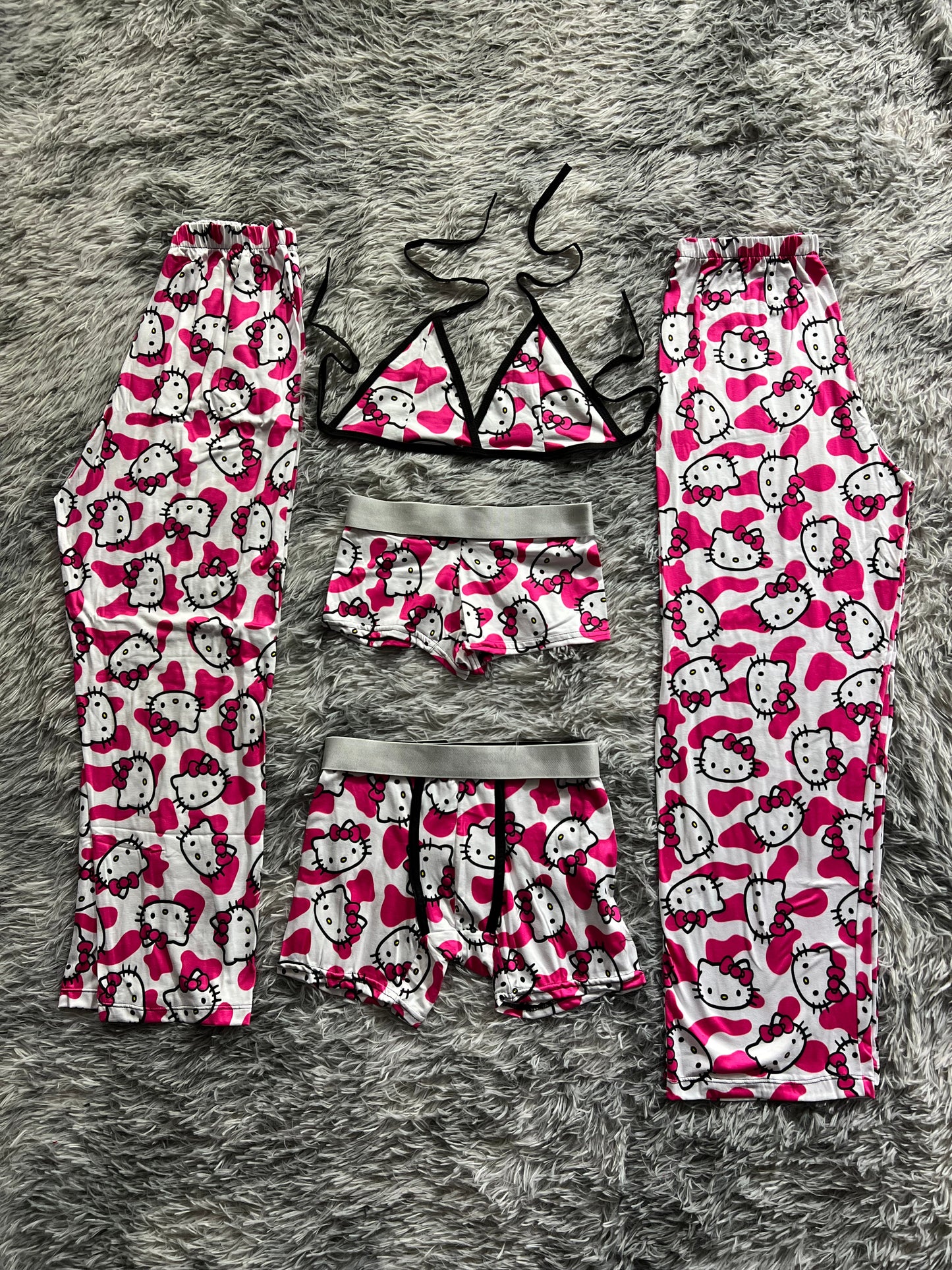Hello kitty vaquita rosa pijama 5 piezas